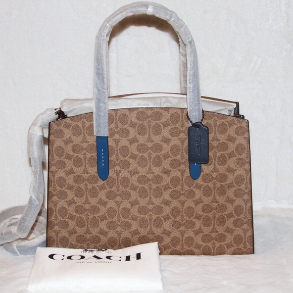 NWT COACH Charlie Carryall in Colorblock Signature Canvas Tote Bag Purse - Picture 1 of 8